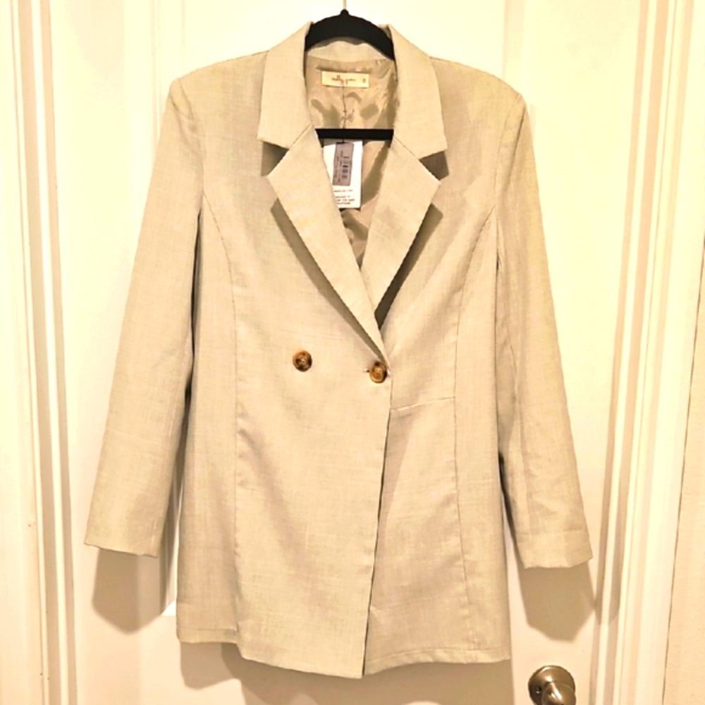 Molly Green ROMPER Rhea Blazer with Notched Lapels light Sage green size S